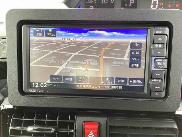 タントカスタムＸインパネシフト　プッシュスタートスイッチ　カーナビ　電子カードキー　衝突軽減Ｂ　車線逸脱警報装置　ＡＢＳ付（鹿児島県）の中古車