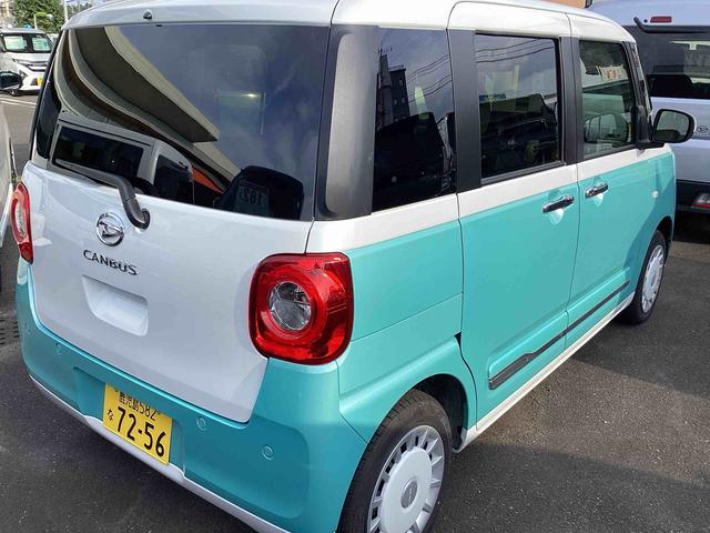 ムーヴキャンバスストライプスＧインパネシフト　プッシュスタートスイッチ　電子カードキー　電動パーキングブレーキ　追突軽減ブレーキ　車線逸脱警告　両側スライドドア　ＡＢＳ（鹿児島県）の中古車