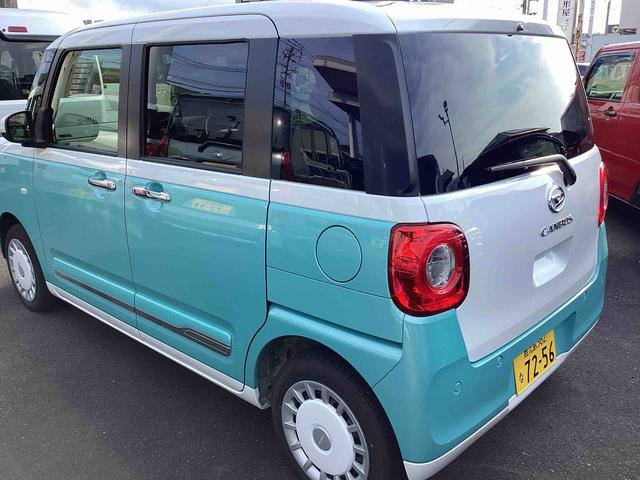 ムーヴキャンバスストライプスＧインパネシフト　プッシュスタートスイッチ　電子カードキー　電動パーキングブレーキ　追突軽減ブレーキ　車線逸脱警告　両側スライドドア　ＡＢＳ（鹿児島県）の中古車