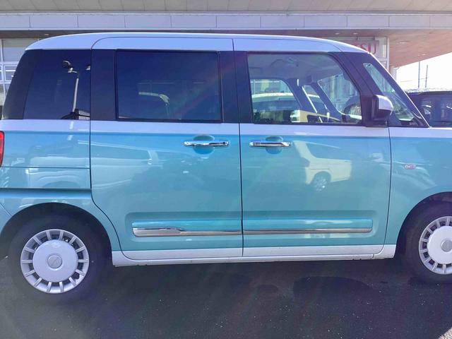 ムーヴキャンバスストライプスＧインパネシフト　プッシュスタートスイッチ　電子カードキー　電動パーキングブレーキ　車線逸脱警報　オートハイビーム　両側オートスライドドア　ＡＢＳ　エマージェンシーブレーキ（鹿児島県）の中古車