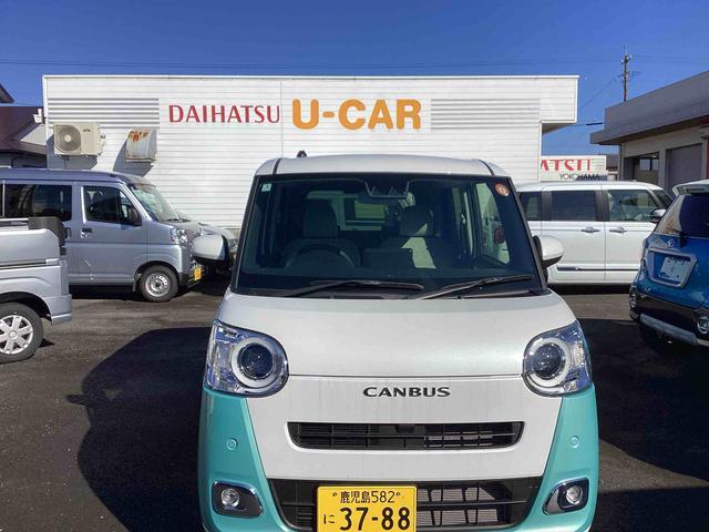 ムーヴキャンバスストライプスＧインパネシフト　プッシュスタートスイッチ　電子カードキー　電動パーキングブレーキ　車線逸脱警報　オートハイビーム　両側オートスライドドア　ＡＢＳ　エマージェンシーブレーキ（鹿児島県）の中古車