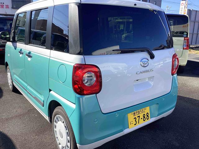 ムーヴキャンバスストライプスＧインパネシフト　プッシュスタートスイッチ　電子カードキー　電動パーキングブレーキ　車線逸脱警報　オートハイビーム　両側オートスライドドア　ＡＢＳ　エマージェンシーブレーキ（鹿児島県）の中古車
