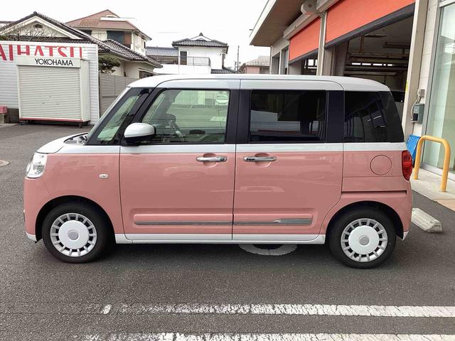 ムーヴキャンバスストライプスＧインパネシフト　プッシュスタートスイッチ　電子カードキー　電動パーキングブレーキ　衝突被害軽減　車線逸脱　オートハイビーム　両側パワースライドドア（鹿児島県）の中古車