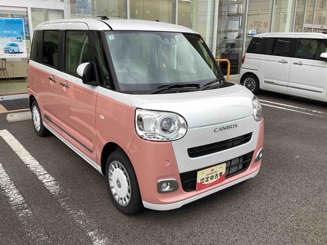 ムーヴキャンバスストライプスＧインパネシフト　プッシュスタートスイッチ　電子カードキー　電動パーキングブレーキ　衝突被害軽減　車線逸脱　オートハイビーム　両側パワースライドドア（鹿児島県）の中古車