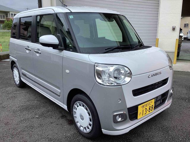 ムーヴキャンバスストライプスＧインパネシフト　プッシュスタートスイッチ　電子カードキー　電動パーキングブレーキ　両側電動スライドドア　衝突被害軽減システム　ディスプレイオーディオ　ＡＢＳ　車線逸脱警告（鹿児島県）の中古車