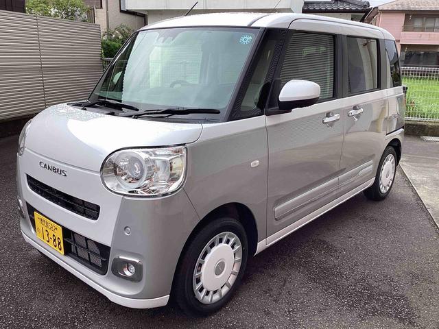 ムーヴキャンバスストライプスＧインパネシフト　プッシュスタートスイッチ　電子カードキー　電動パーキングブレーキ　両側電動スライドドア　衝突被害軽減システム　ディスプレイオーディオ　ＡＢＳ　車線逸脱警告（鹿児島県）の中古車