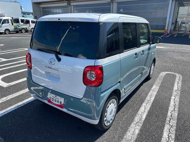 ムーヴキャンバスストライプスＧターボターボ車　インパネシフト　プッシュスタートスイッチ　電子カードキー　電動パーキングブレーキ　ＡＢＳ　レーンキープ　オートハイビーム　シートヒーター（鹿児島県）の中古車