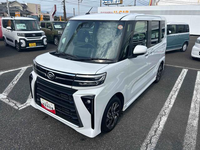 タントカスタムＸインパネシフト　プッシュスタートスイッチ　電子カードキー　電動パーキングブレーキ　シートヒーター　衝突軽減ブレーキ　車線逸脱防止　アルミホイール　両側パワースライドドア（鹿児島県）の中古車