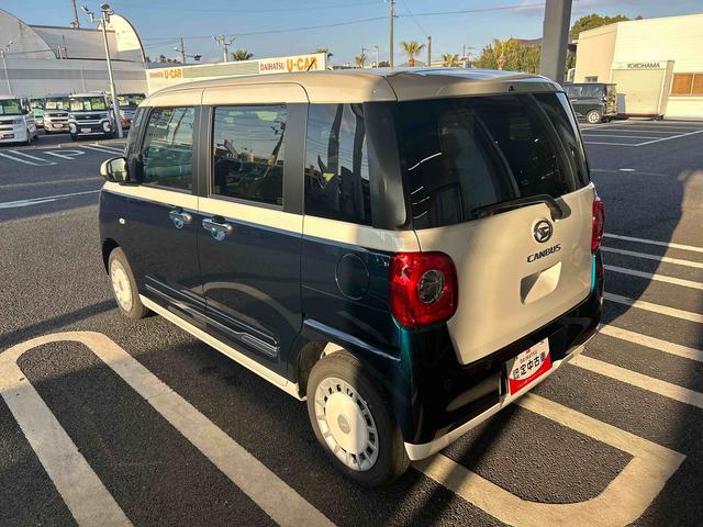 ムーヴキャンバスストライプスGインパネシフト プッシュスタートスイッチ 電子カードキー 電動パーキングブレーキ 両側パワースライドドア 前後誤発進抑制 車線逸脱警告 オートハイビーム ABS シートヒーター(鹿児島県)の中古車