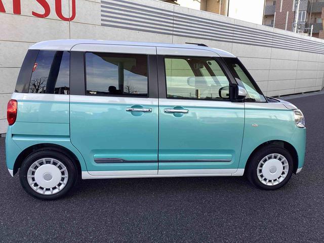 ムーヴキャンバスストライプスＧインパネシフト　プッシュスタートスイッチ　電子カードキー　電動パーキングブレーキ　両側パワースライドドア　前後誤発進抑制　車線逸脱警告　オートハイビーム　ＡＢＳ（鹿児島県）の中古車