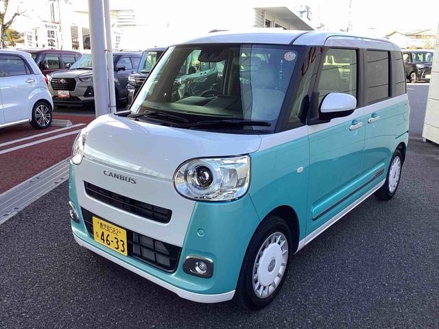 ムーヴキャンバスストライプスＧインパネシフト　プッシュスタートスイッチ　電子カードキー　電動パーキングブレーキ　両側パワースライドドア　前後誤発進抑制　車線逸脱警告　オートハイビーム　ＡＢＳ（鹿児島県）の中古車