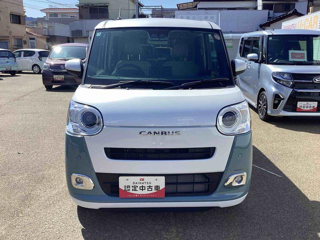 ムーヴキャンバスストライプスGターボターボ車 インパネシフト プッシュスタートスイッチ 電子カードキー 電動パーキングブレーキ 衝突軽減ブレーキ レーンアシスト オートマチックハイビーム ABS 両側パワースライドドア(鹿児島県)の中古車