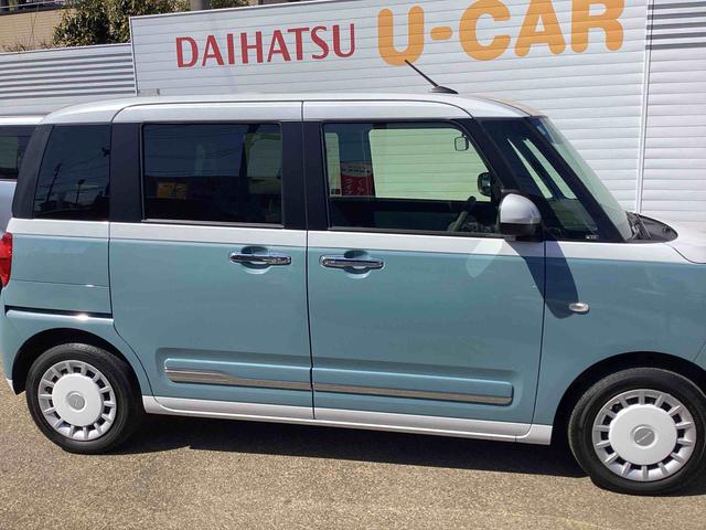 ムーヴキャンバスストライプスGターボターボ車 インパネシフト プッシュスタートスイッチ 電子カードキー 電動パーキングブレーキ 衝突軽減ブレーキ レーンアシスト オートマチックハイビーム ABS 両側パワースライドドア(鹿児島県)の中古車