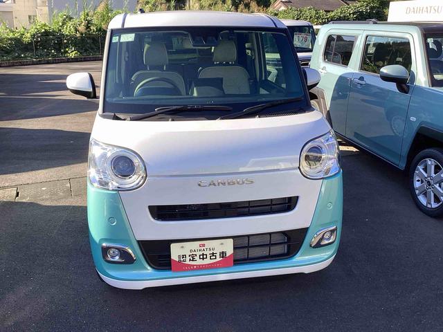 ムーヴキャンバスストライプスGインパネシフト プッシュスタートスイッチ 電子カードキー 電動パーキングブレーキ 車線逸脱警報 両側スライドドア オートハイビーム エマージェンシーブレーキ ABS(鹿児島県)の中古車