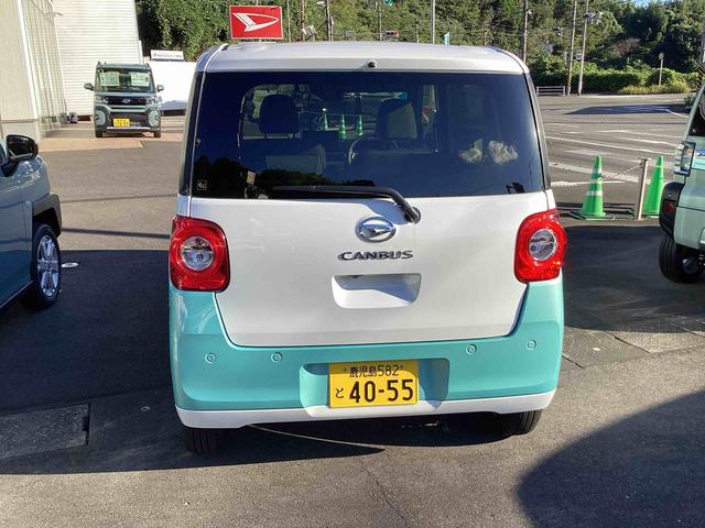 ムーヴキャンバスストライプスGインパネシフト プッシュスタートスイッチ 電子カードキー 電動パーキングブレーキ 車線逸脱警報 両側スライドドア オートハイビーム エマージェンシーブレーキ ABS(鹿児島県)の中古車