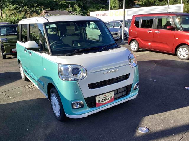 ムーヴキャンバスストライプスGインパネシフト プッシュスタートスイッチ 電子カードキー 電動パーキングブレーキ 車線逸脱警報 両側スライドドア オートハイビーム エマージェンシーブレーキ ABS(鹿児島県)の中古車