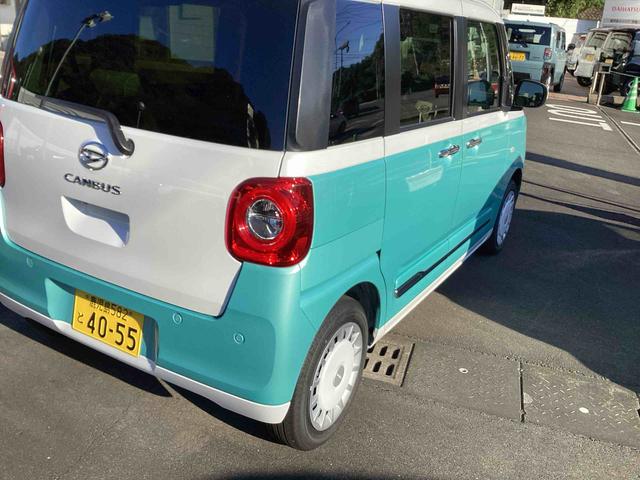 ムーヴキャンバスストライプスGインパネシフト プッシュスタートスイッチ 電子カードキー 電動パーキングブレーキ 車線逸脱警報 両側スライドドア オートハイビーム エマージェンシーブレーキ ABS(鹿児島県)の中古車