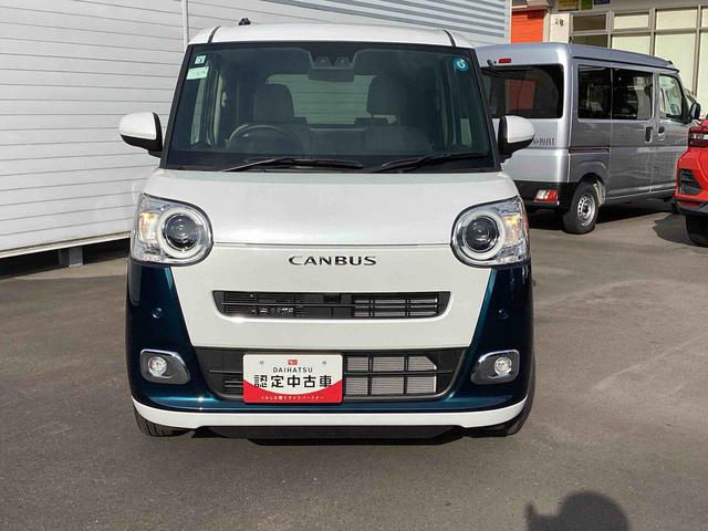 ムーヴキャンバスストライプスＧインパネシフト　プッシュスタートスイッチ　ディスプレイオーディオ　電子カードキー　電動パーキングブレーキ　両側電動スライドドア　ハイビームアシスト　レーンキープアシスト　衝突被害軽減システム（鹿児島県）の中古車