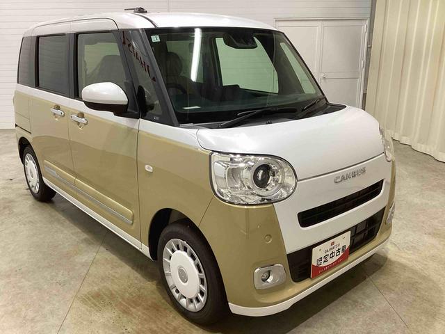 ムーヴキャンバスストライプスＧインパネシフト　プッシュスタートスイッチ　電子カードキー　電動パーキングブレーキ　衝突軽減ブレーキシステム　車線逸脱警報　オートマチックハイビーム　ＡＢＳ　両側スライドドア　フォグランプ（鹿児島県）の中古車