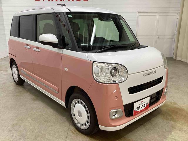 ムーヴキャンバスストライプスGインパネシフト プッシュスタートスイッチ 電子カードキー 電動パーキングブレーキ 車線逸脱警報 エマージェンシーブレーキ オートハイビーム 両側電動スライドドア フォグランプ シートヒーター(鹿児島県)の中古車