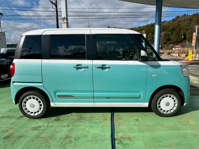 ムーヴキャンバスストライプスＧ４ＷＤ　次世代スマートアシスト　両側パワースライドドア　電動パーキングブレーキ・ブレーキホールド機能　シートヒーター　ＣＤステレオ　バックカメラ　ステアリングスイッチ　オートライト　置き楽ＢＯＸ（石川県）の中古車