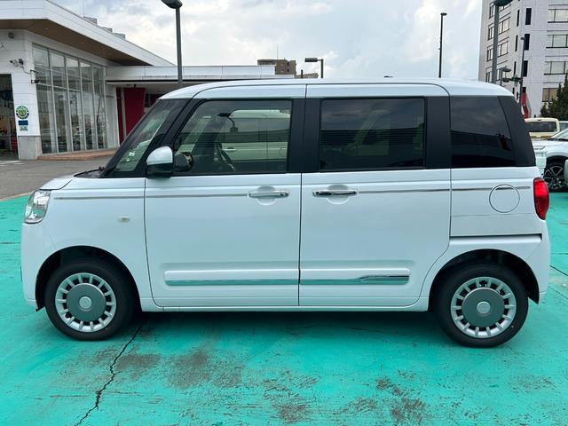 ムーヴキャンバスセオリーG次世代スマートアシスト、バックカメラ、純正CDチューナー、オートエアコン、LEDオートライト、電動パーキングブレーキ、シートヒーター、LEDフォグランプ、両側電動スライドドア、電動格納ドアミラー(石川県)の中古車