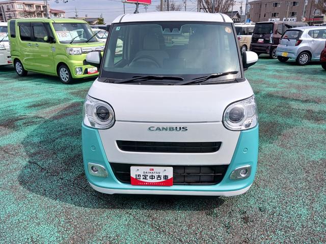 ムーヴキャンバスストライプスGスマートアシスト 純正ナビ バックカメラ 両席パワースライドドア 前席シートヒーター LEDヘッドライト LEDフォグライト パーキングセンサー キーフリー(石川県)の中古車