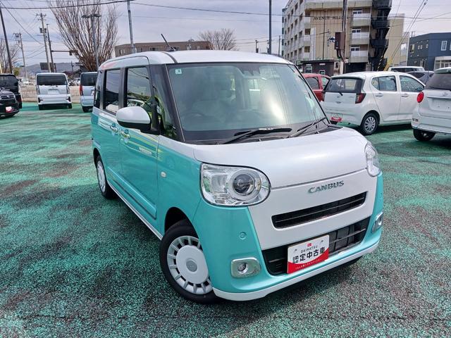 ムーヴキャンバスストライプスGスマートアシスト 純正ナビ バックカメラ 両席パワースライドドア 前席シートヒーター LEDヘッドライト LEDフォグライト パーキングセンサー キーフリー(石川県)の中古車