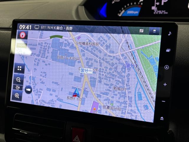 タントカスタムＲＳターボ　ＥＴＣ　純正ナビ　パノラマモニター　Ｂｌｕｅｔｏｏｔｈ　ハンズフリー　フルセグ　ＵＳＢソケット　両側電動スライドドア　ミラクルオープンドア　両側シートヒーター　格納式テーブル　ＬＥＤ　スマアシ（長野県）の中古車