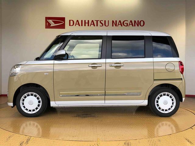 ムーヴキャンバスストライプスＧ２ＷＤ　両側電動スライドドア　オートライト　衝突被害軽減システム　横滑り防止機能　プッシュスタート　スマートキー　オートエアコン　電動格納ドアミラー　アイドリングストップ　ＡＢＳ（長野県）の中古車