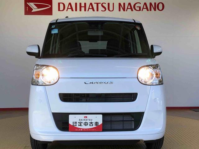 ムーヴキャンバスセオリーＸ４ＷＤ　両側電動スライドドア　オートライト　衝突被害軽減システム　横滑り防止機能　シートヒーター　プッシュスタート　スマートキー　オートエアコン　電動格納ドアミラー　アイドリングストップ　ＡＢＳ（長野県）の中古車