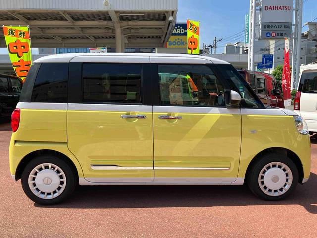 ムーヴキャンバスストライプスＧターボプッシュスタート　両側電動スライドドア　オーディオレス　パワステ　パワーウインドウ　エアバック　キーフリー　ベンチシート　左右シートヒーター　フォグランプ　ターボ　アダクティブクルーズコントロール（愛媛県）の中古車