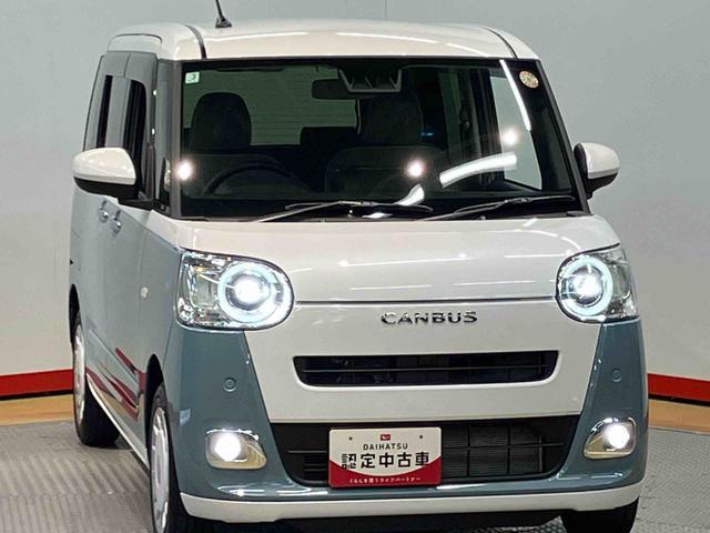 ムーヴキャンバスストライプスＧターボ　ｅｃｏ　ＩＤＬＥ非装着車後方カメラ　キーフリー　前席シートヒーター　衝突被害軽減システム　左右電動スライドドア　クリアランスソナー　ＬＥＤヘッドライト　オートライト　オートハイビーム（高知県）の中古車