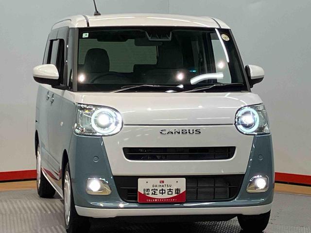 ムーヴキャンバスストライプスＧターボ　ｅｃｏ　ＩＤＬＥ非装着車後方カメラ　キーフリー　前席シートヒーター　衝突被害軽減システム　左右電動スライドドア　クリアランスソナー　ＬＥＤヘッドライト　オートハイビーム　オートライト（高知県）の中古車