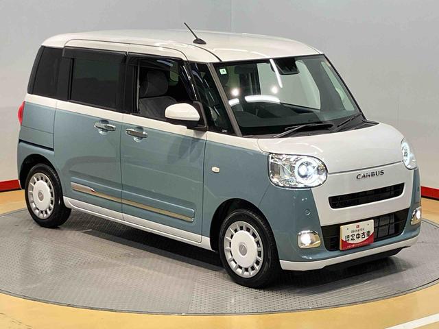 ムーヴキャンバスストライプスＧターボ　ｅｃｏ　ＩＤＬＥ非装着車後方カメラ　キーフリー　前席シートヒーター　衝突被害軽減システム　左右電動スライドドア　クリアランスソナー　ＬＥＤヘッドライト　オートハイビーム　オートライト（高知県）の中古車