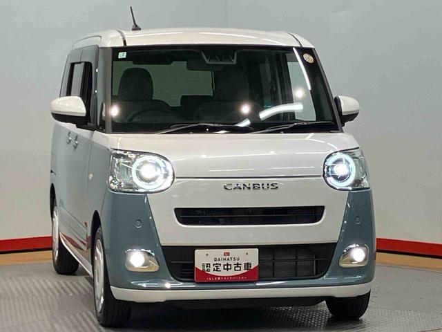 ムーヴキャンバスストライプスＧターボ全方位カメラ　前席シートヒーター　衝突被害軽減システム　左右電動スライドドア　クリアランスソナー　ＬＥＤヘッドライト　オートライト　オートハイビーム　キーフリー（高知県）の中古車