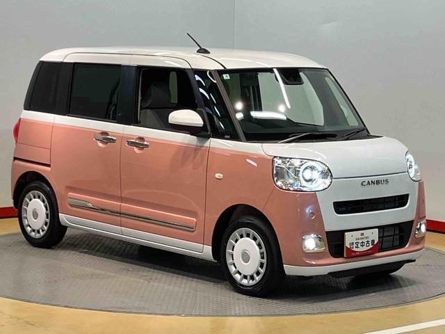 ムーヴキャンバスストライプスＧ後方カメラ　キーフリー　前席シートヒーター　衝突被害軽減システム　左右電動スライドドア　クリアランスソナー　ＬＥＤヘッドライト　オートライト　オートハイビーム（高知県）の中古車