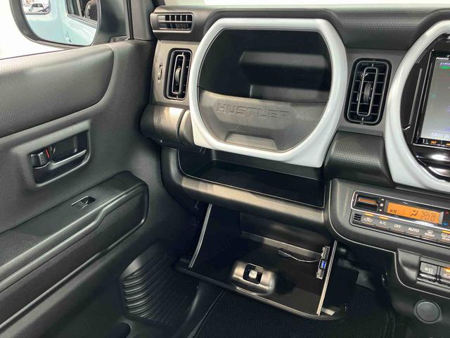 ハスラーハイブリッドＧターボ　４ＷＤ８インチナビ　ドラレコ　後方カメラ　ＵＳＢ入力端子　Ｂｌｕｅｔｏｏｔｈ接続　ＥＴＣ　前席シートヒーター　キーフリー　衝突被害軽減システム　クリアランスソナー　オートライト　オートハイビーム（高知県）の中古車