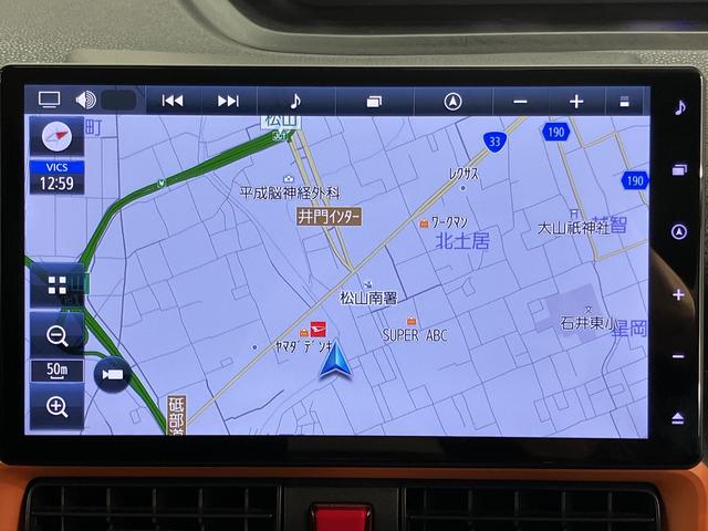 タントファンクロスターボ純正ナビ バックカメラ フルセグTV CD DVD USB Bluetooth ドラレコ 両側電動スライドドア 前席シートヒーター オートライト LEDヘッドライト 電動パーキング キーフリーシステム(愛媛県)の中古車