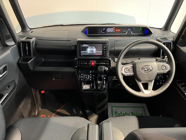 タントカスタムＲＳ４ＷＤ　ターボ車　純正ナビ　パノラマモニター　地上デジタルＴＶ　ドライブレコーダー　ＥＴＣ　両側電動スライドドア　電動パーキング　前席シートヒーター　ＬＥＤヘッドライト　オートライト　スマートアシスト（愛媛県）の中古車