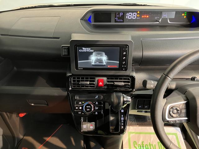 タントカスタムＲＳ４ＷＤ　ターボ車　純正ナビ　パノラマモニター　地上デジタルＴＶ　ドライブレコーダー　ＥＴＣ　両側電動スライドドア　電動パーキング　前席シートヒーター　ＬＥＤヘッドライト　オートライト　スマートアシスト（愛媛県）の中古車