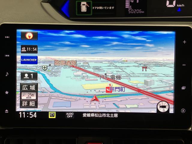 タントカスタムＲＳ純正ナビ　パノラマモニター　フルセグＴＶ　ＣＤ　ＤＶＤ　ＵＳＢ　Ｂｌｕｅｔｏｏｔｈ　ドラレコ　ＥＴＣ　両側電動スライドドア　クルーズコントロール　前席シートヒーター　オートライト　ＬＥＤヘッドライト（愛媛県）の中古車