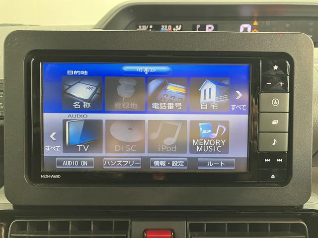 タントカスタムRSプッシュスタート 両側電動スライドドア コーナーセンサー アイドリングストップ オートライト オートマチックハイビーム LEDヘッドライト 盗難防止装置 純正ナビ CD DVD SD USB フルセグ(愛媛県)の中古車