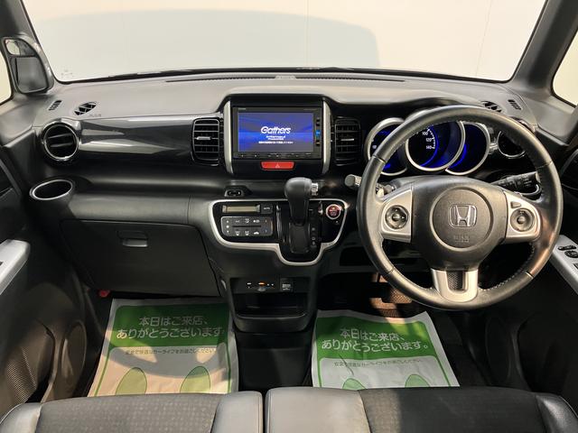 Ｎ−ＢＯＸカスタム 中古車 Ｇ・ターボＬパッケージプッシュスタート　両側電動スライドドア　アイドリングストップ　オートライト　ＬＥＤヘッドライト　フロントフォグランプ　ベンチシート　純正ナビ　ＣＤ　ＤＶＤ　フルセグＴＶ　ＳＤ　バックカメラ　２ＷＤ