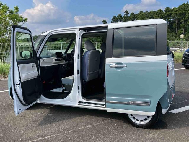 ムーヴキャンバスストライプスＧターボオートライト／コーナーセンサー／アイドリングストップ／衝突回避支援システム／横滑り防止装置／ＬＥＤヘッドライト／両側電動スライドドア／オートエアコン／キーフリー／電動格納ミラー／電動パーキングブレーキ（千葉県）の中古車