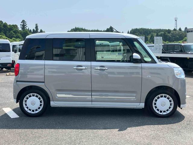 ムーヴキャンバスストライプスＧターボＬＥＤヘッドライト／両側電動スライドドア／コーナーセンサー／アイドリングストップ／衝突回避支援システム／横滑り防止装置／オートライト／オートエアコン／キーフリー／電動格納ミラー／電動パーキングブレーキ（千葉県）の中古車