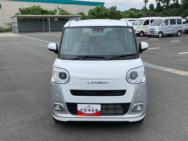 ムーヴキャンバスストライプスＧターボＬＥＤヘッドライト／両側電動スライドドア／アダプティブクルーズコントロール／コーナーセンサー／衝突回避支援システム／横滑り防止装置／オートライト／オートエアコン／電動格納ミラー／電動パーキングブレーキ（千葉県）の中古車