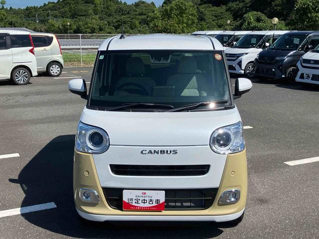 ムーヴキャンバスストライプスＧターボＬＥＤヘッドライト／両側電動スライドドア／アダプティブクルーズコントロール／コーナーセンサー／衝突回避支援システム／横滑り防止装置／オートライト／オートエアコン／電動格納ミラー／電動パーキングブレーキ（千葉県）の中古車