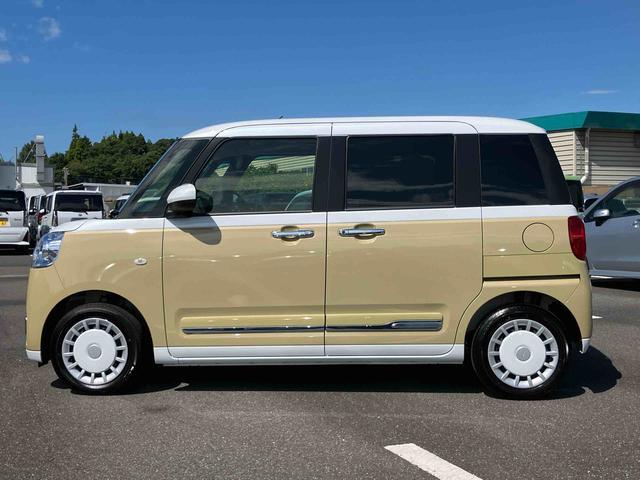 ムーヴキャンバスストライプスＧターボＬＥＤヘッドライト／両側電動スライドドア／アダプティブクルーズコントロール／コーナーセンサー／衝突回避支援システム／横滑り防止装置／オートライト／オートエアコン／電動格納ミラー／電動パーキングブレーキ（千葉県）の中古車