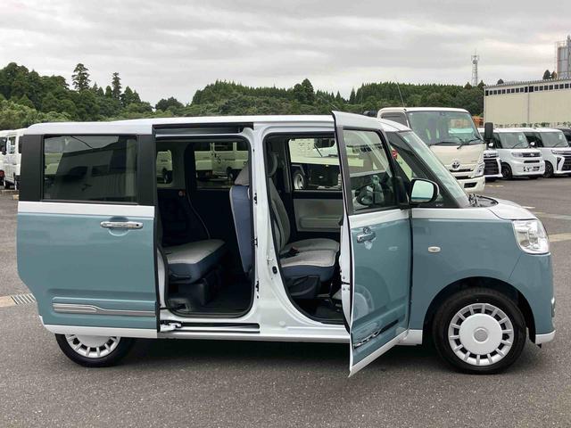 ムーヴキャンバスストライプスＧＬＥＤヘッドライト／両側電動スライドドア／コーナーセンサー／アイドリングストップ／衝突回避支援システム／横滑り防止装置／オートライト／オートエアコン／キーフリー／電動格納ミラー／電動パーキングブレーキ（千葉県）の中古車